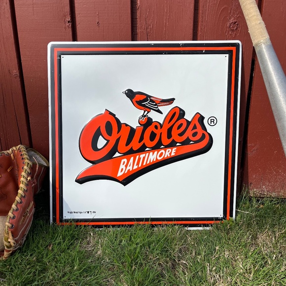 Vintage 90s Baltimore Orioles MLB Metal / Tin Sign - Picture 1 of 8